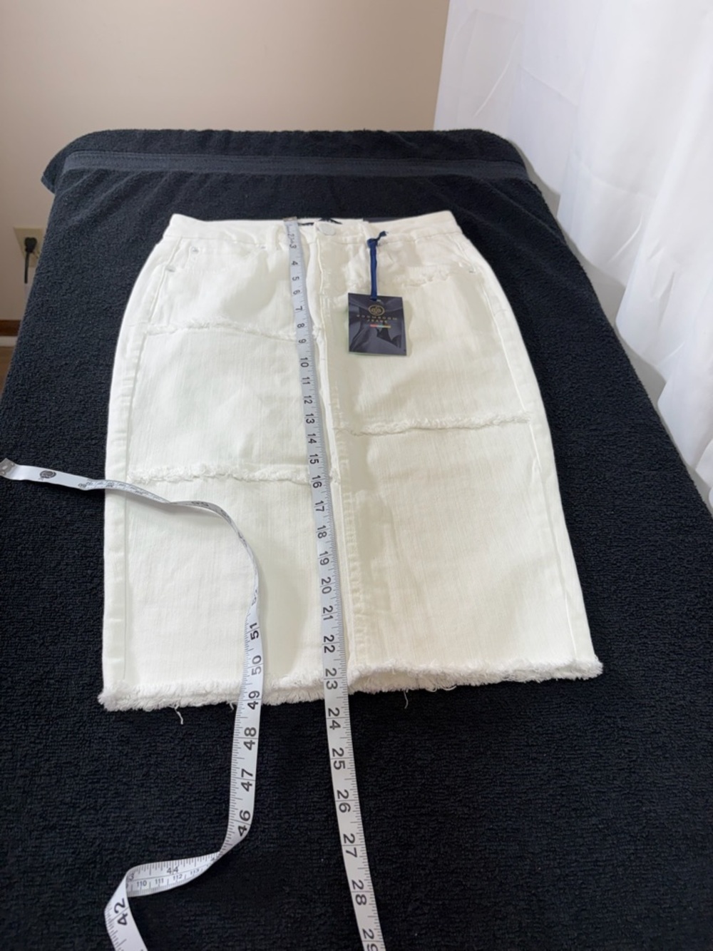 Boom Boom Jeans White Frayed Denim Midi Pencil Skirt 2677 - Picture 10 of 11